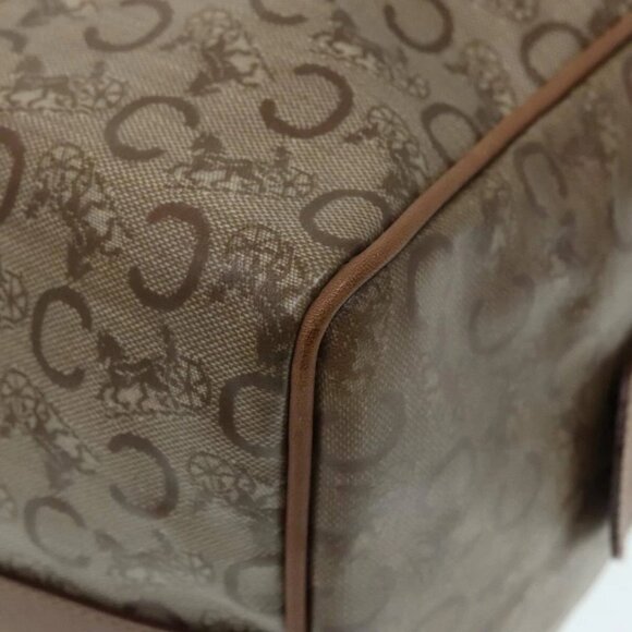 CELINE C Macadam Canvas Hand Bag PVC Leather Beige Auth 90593 - Picture 5 of 16